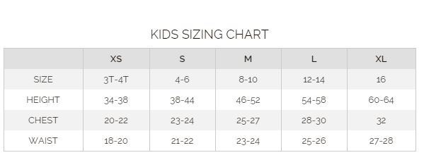 Sizing Chart for Kerrits Kids Performance Tight