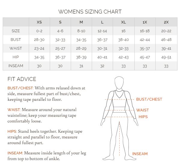 Sizing Chart for Kerrits Crossover II Knee Patch Breech - Clearance!