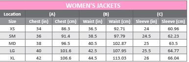 Sizing Chart for FieldSheer by Mobile Warming Sierra Heated Jacket