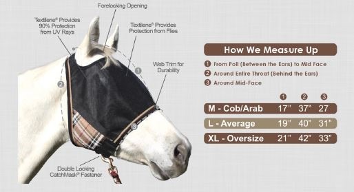 Kensington UViator Protective Fly Mask Double Locking CatchMask Fasteners Newest UV Solar Screen Protection with a 90% UV Rating Non Heat Transferring Fabric 