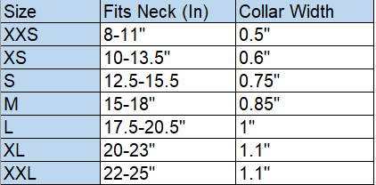 Sizing Chart for Shires Digby & Fox Tweed Dog Collar
