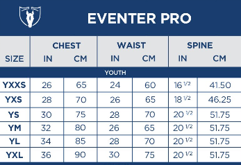 Sizing Chart for Tipperary Children's Eventer Pro 