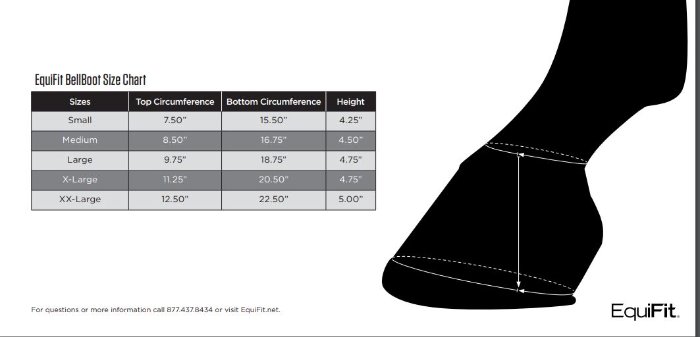 Sizing Chart for EquiFit Essential BellBoot
