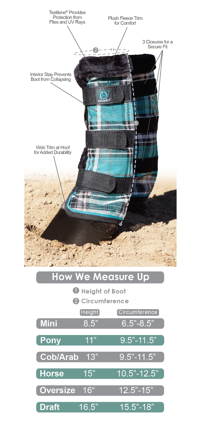 Sizing Chart for Kensington Fly Boots with Fleece Trim