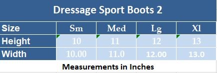 Sizing Chart for Dressage Sport Boots 2
