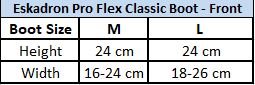 Sizing Chart for Eskadron Pro Flex Classic Boot Front