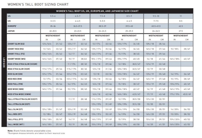Sizing Chart for Ariat&reg; Monaco LX Dress Zip Boot 