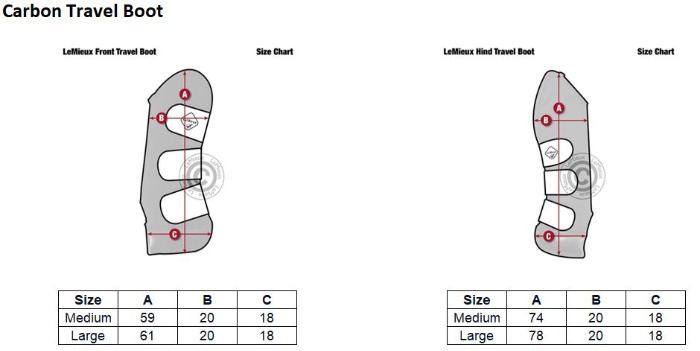 Sizing Chart for LeMieux Carbon Travel Boots
