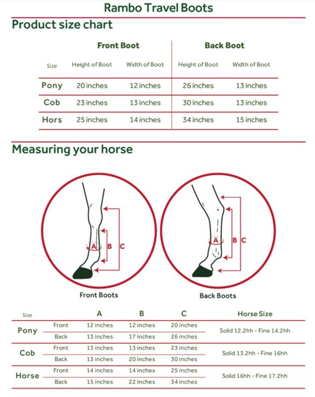 Sizing Chart for Rambo&reg; Travel Boots