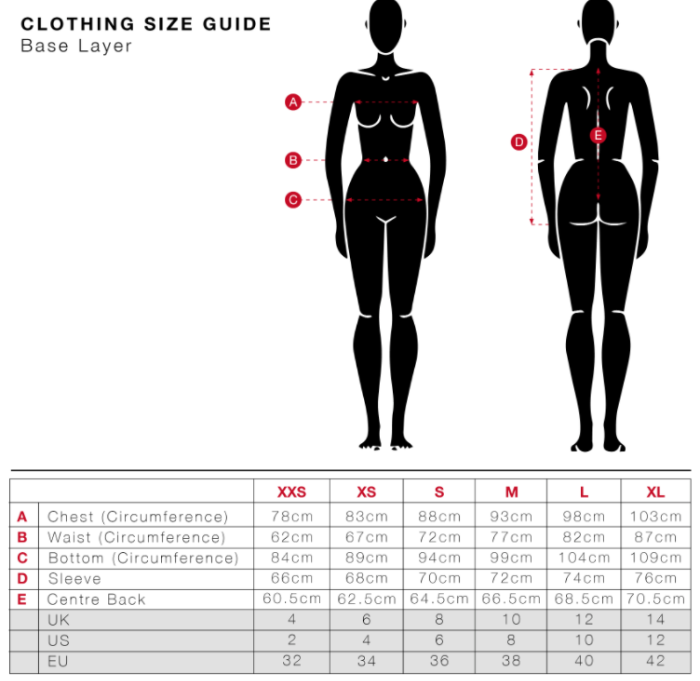 Sizing Chart for LeMieux Luxe Hoodie