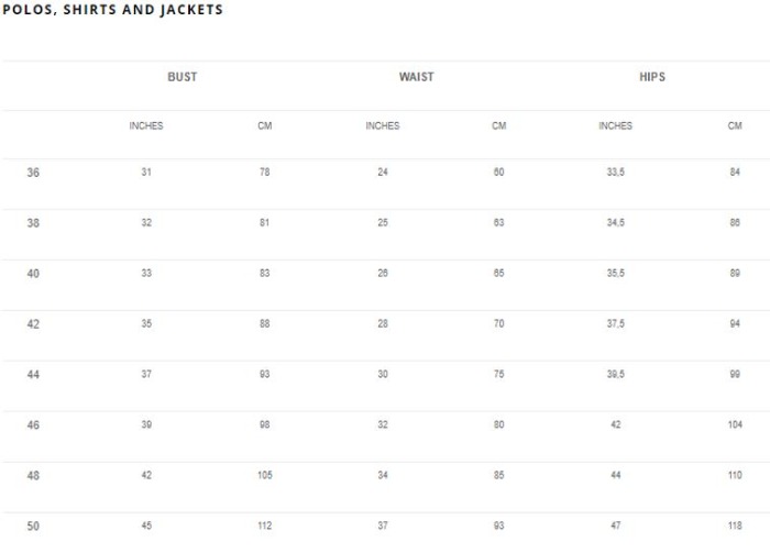 Sizing Chart for EGO7 Short Sleeve 1/4 Zip Mesh Top