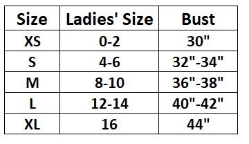 Sizing Chart for The Tailored Sportsman Ice Fil Sleeveless