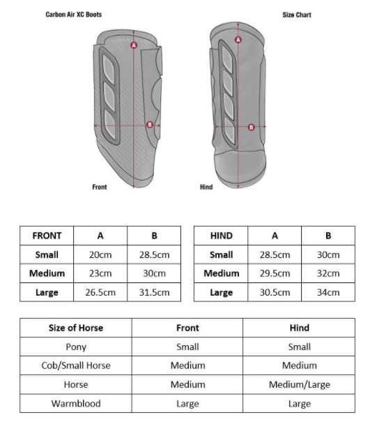 Sizing Chart for LeMieux Carbon Air XC Boots