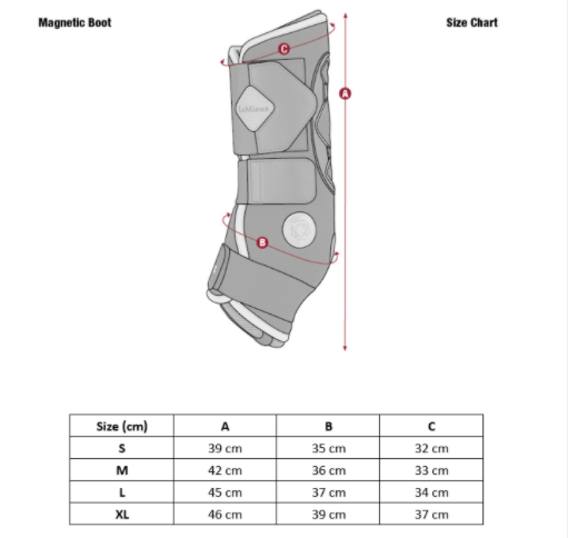 Sizing Chart for LeMieux Conductive MagnoTherapy Boots