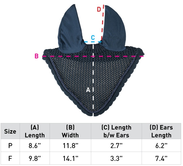 Sizing Chart for B Vertigo BVX Raxus Ear Net