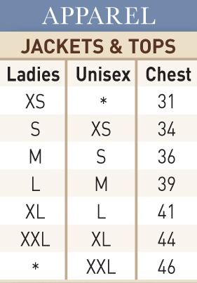 Sizing Chart for Mountain Horse Tindra Winter Tech Top