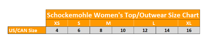 Sizing Chart for Schockemöhle Page Short Sleeve Sun Shirt - Clearance!