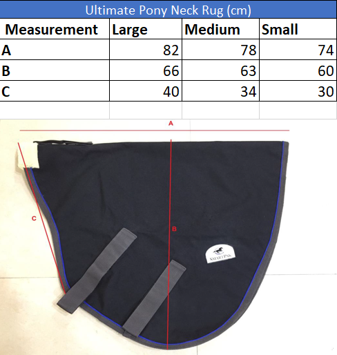 Sizing Chart for SmartPak Ultimate Pony Neck Rug - Clearance!