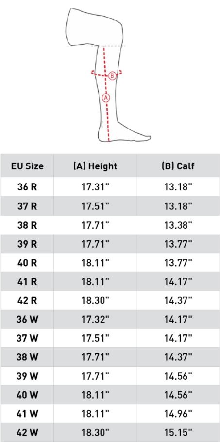 Sizing Chart for Horze Womens Rover Tall Field Boots