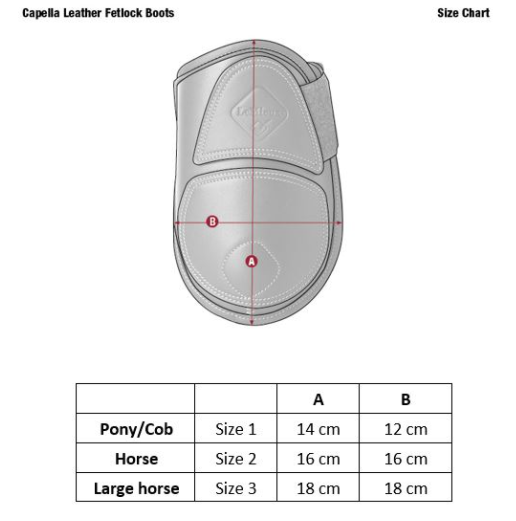 Sizing Chart for LeMieux Capella Leather Fetlock Boots