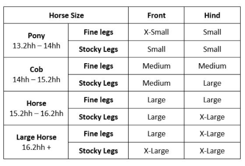 Sizing Chart for LeMieux Ultra Support Boots
