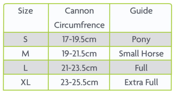 Sizing Chart for iVent&reg; Hybrid Brushing Boots