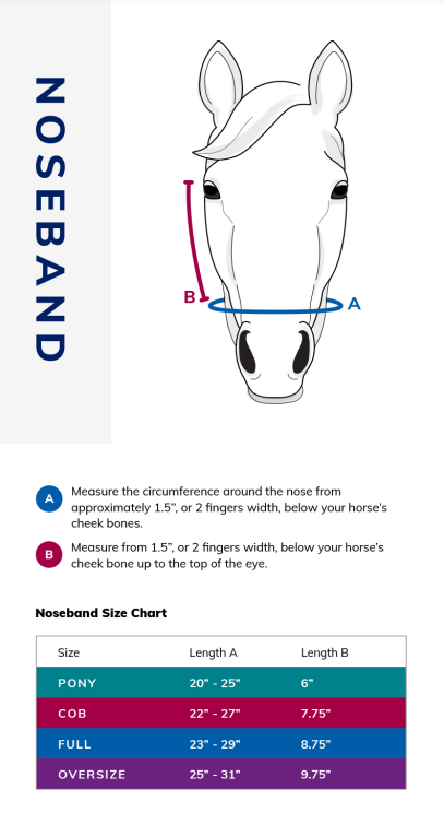 Sizing Chart for Harwich&reg; Ergonomic Bridle Noseband by SmartPak