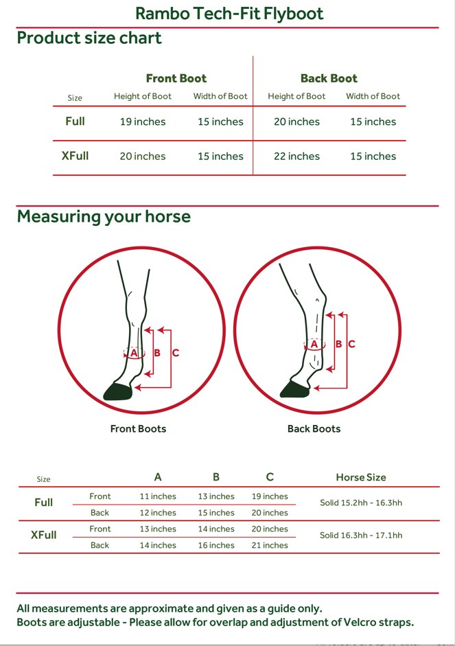 Sizing Chart for Rambo&reg; Tech-Fit Fly Boots