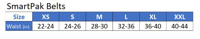 Sizing Chart for SmartPak Suede Belt