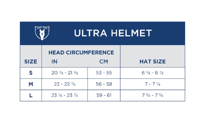 Sizing Chart for Tipperary Ultra Helmet