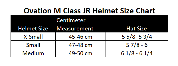 Sizing Chart for Ovation M Class MIPS Jr Helmet