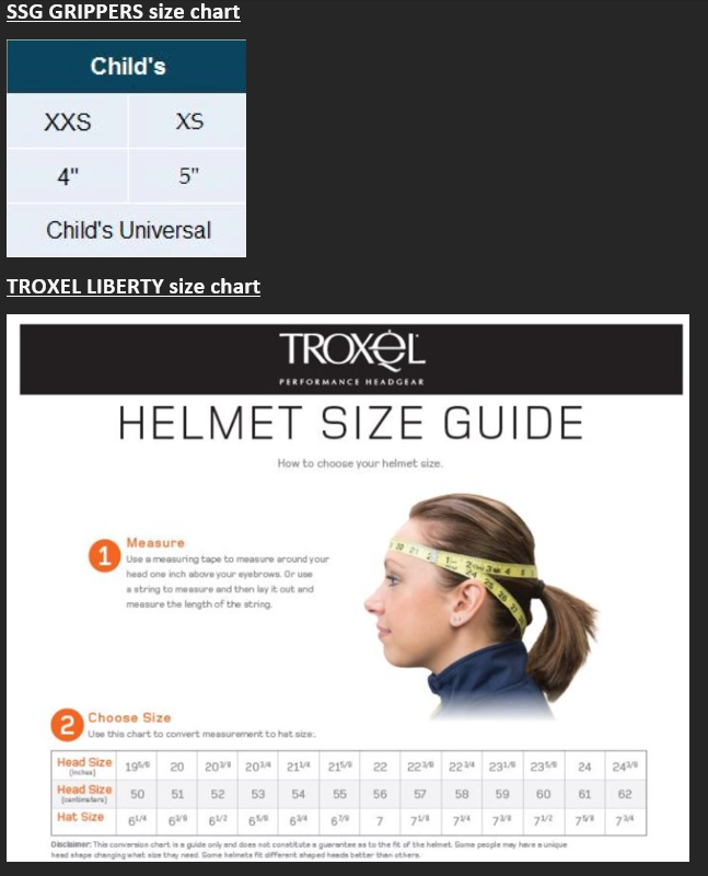 Sizing Chart for Adults New Rider Essentials