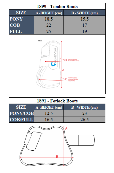 Sizing Chart for ARMA Open Front Boots- Value Pack