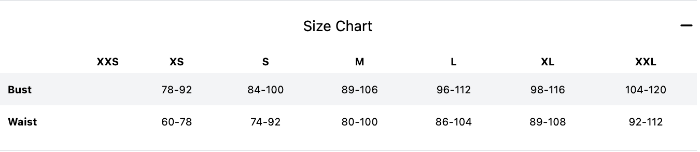 Sizing Chart for Fager Sanna Competition Short Sleeve Shirt
