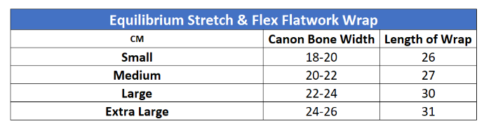 Sizing Chart for Equilibrium Stretch & Flex Flatwork Wrap