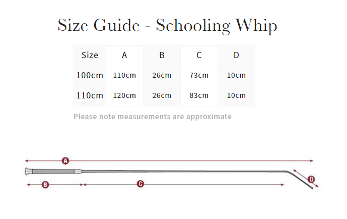 Sizing Chart for LeMieux LeGrip Dressage Whip