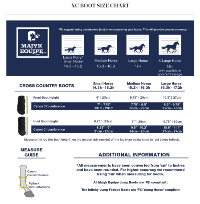 Sizing Chart for Majyk Equipe Boyd Martin Eventing 4-Pack