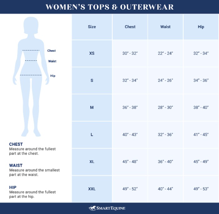 Sizing Chart for Hadley SunShield Long Sleeve 1/4 Zip by SmartPak
