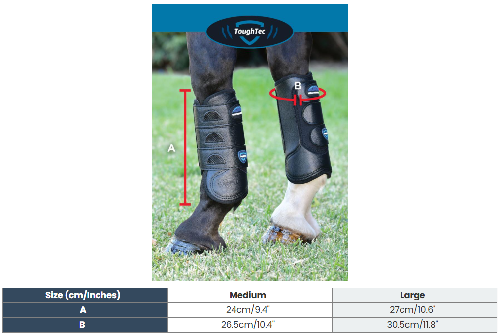 Sizing Chart for Weatherbeeta Tough-Tec Eventing Boots - Front