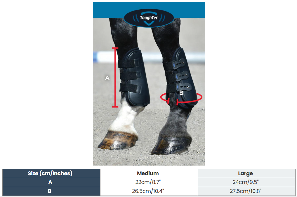Sizing Chart for Weatherbeeta Tough-Tec Pro Open Front Boots