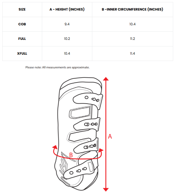 Sizing Chart for Shires ARMA Oxi-Zone Training Boots