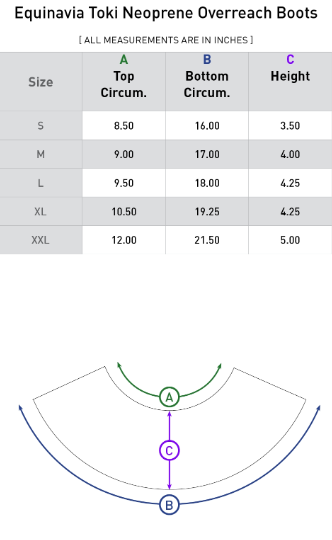 Sizing Chart for Equinavia Toki Neoprene Overreach Boots