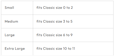Sizing Chart for Scoot Boot Endurance Gaiters