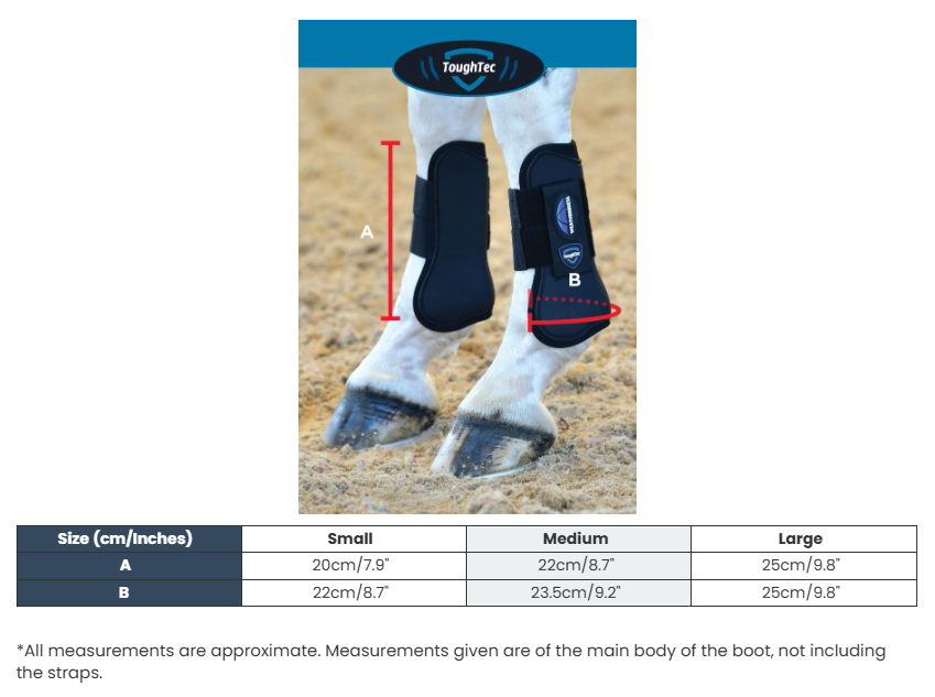 Sizing Chart for Weatherbeeta Tough-Tec Prime Open Front Boots