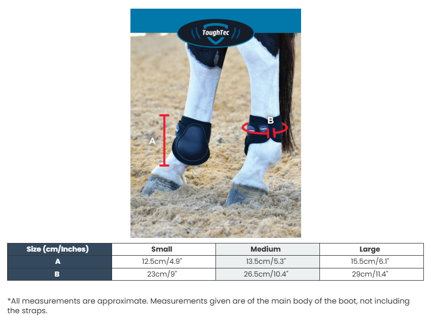 Sizing Chart for Weatherbeeta Tough-Tec Prime Fetlock Boots