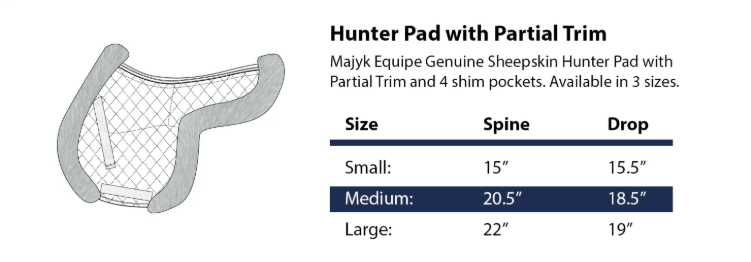 Sizing Chart for Majyk Equipe Correction Genuine Sheepskin Hunter Pad