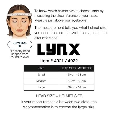 Sizing Chart for Back on Track Lynx Smooth Helmet