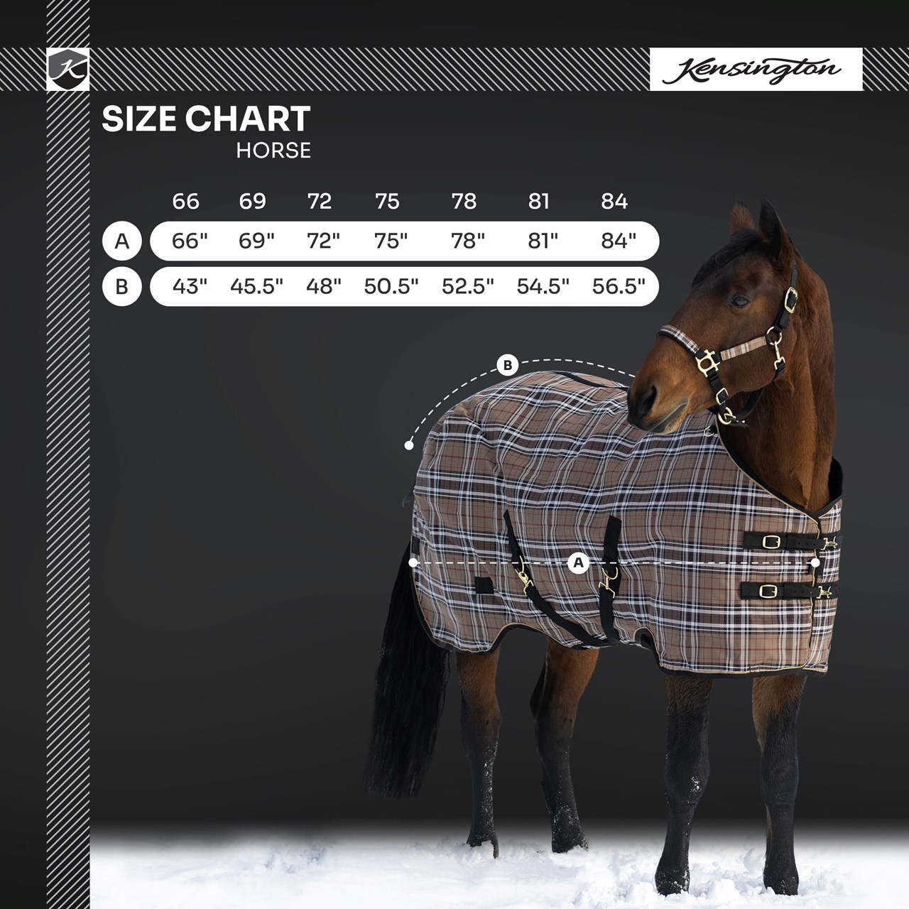 Sizing Chart for Kensington SuperMesh Turnout Blanket 