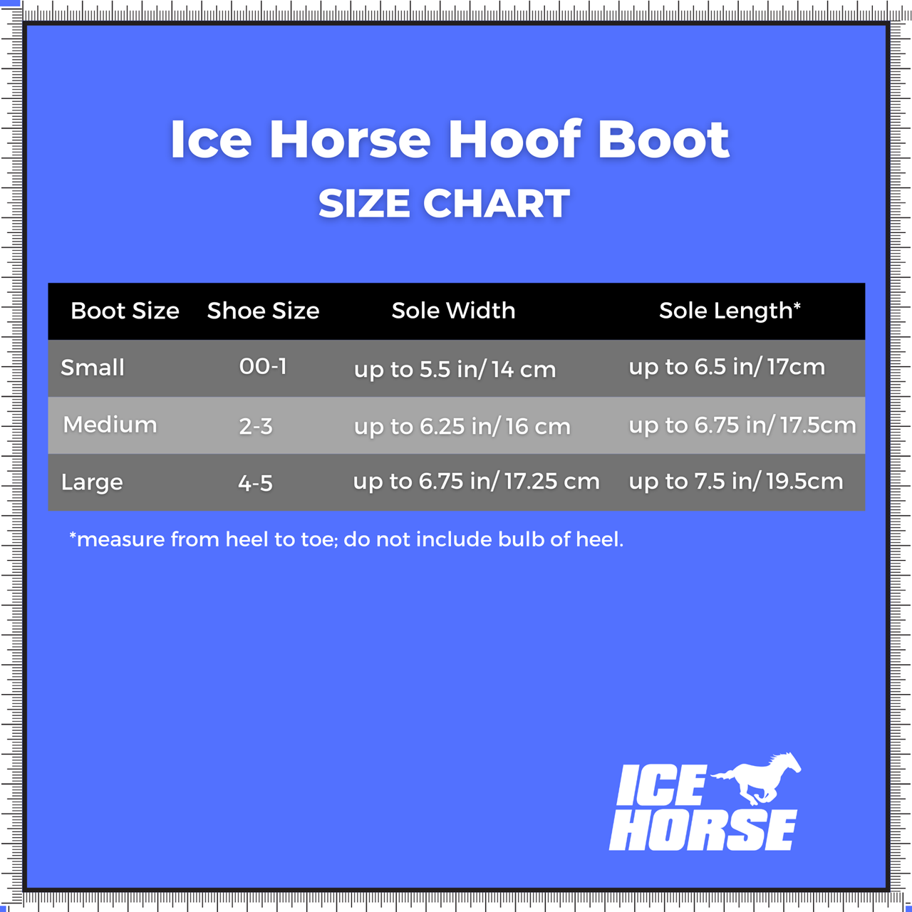 Sizing Chart for Ice Horse&reg; Hoof Boot