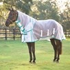 Shires Highlander Fine Mesh Fly Sheet & Neck Set - White w/ Teal & Mustard
